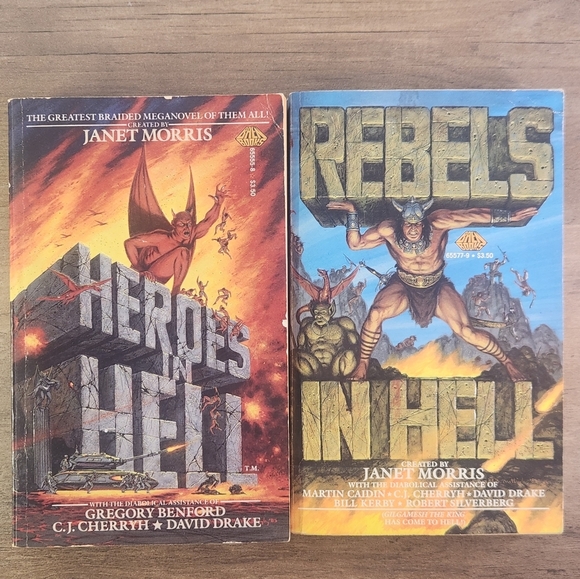 2 1980s Fantasy Books By Janet Morris Heroes in Hell Rebels in Hell - Picture 1 of 10